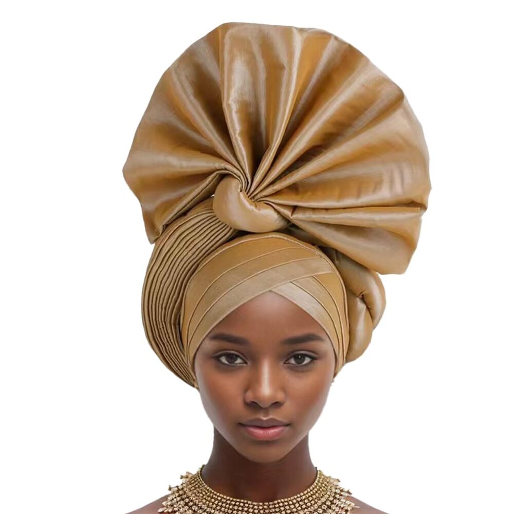 9703 Nigerian Luxury Headtie, African Headtie WomenWrap Turban Cap Auto